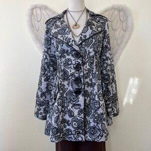 Whimsy Twee Dark Romantic Double Breasted Pea coat Jacket‎ Lace 2000s Ruffle